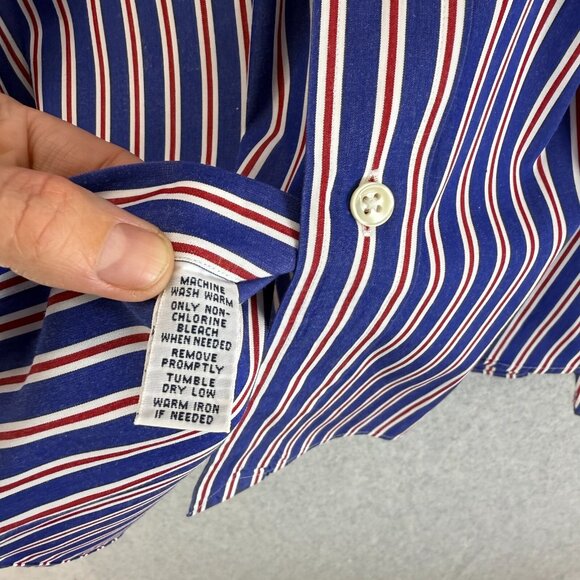 Ralph Lauren Mens Sz 3XB Big Button Front Shirt Collar Pony Logo Blue White Red - Picture 7 of 12